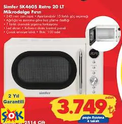 SİMFER SK4605 RETRO 20 LT MİKRODALGA FIRIN
